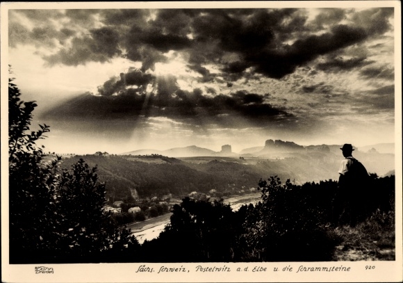 Ak Postelwitz Bad Schandau Elbe, Schrammsteine, Hahn 920