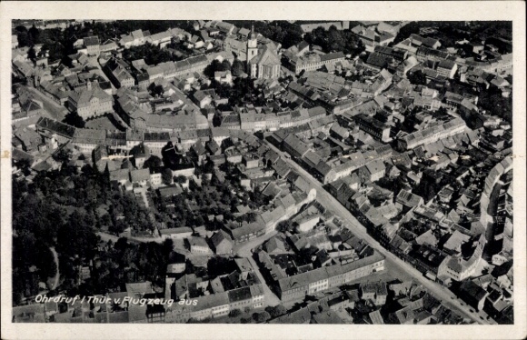 Postcard Ohrdruf in Thuringia, aerial photograph
