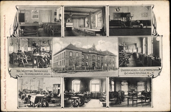 PC Villingen Schwenningen in the Black Forest, Royal. Wuerttemberg Technical school for precision mechanics, watchmaker