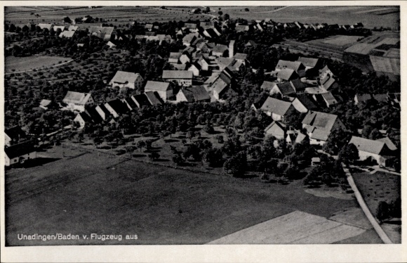 Postcard Unadingen Löffingen in the Black Forest, aerial view of many houses, rural surroundings