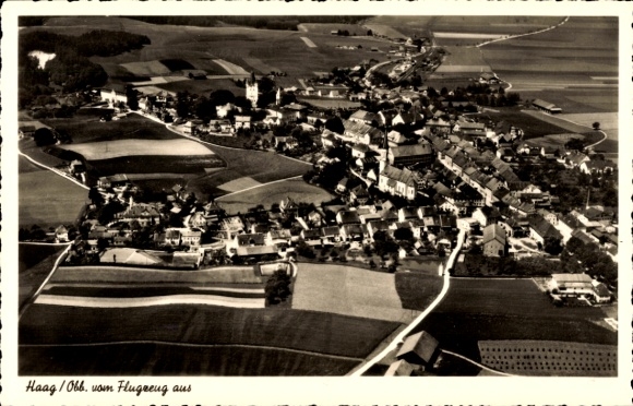 Postcard Haag in Upper Bavaria, aerial photograph