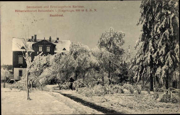 Ak Reitzenhain Marienberg in het Ertsgebergte, sanatorium en herstellingsoord, Rauhfrost