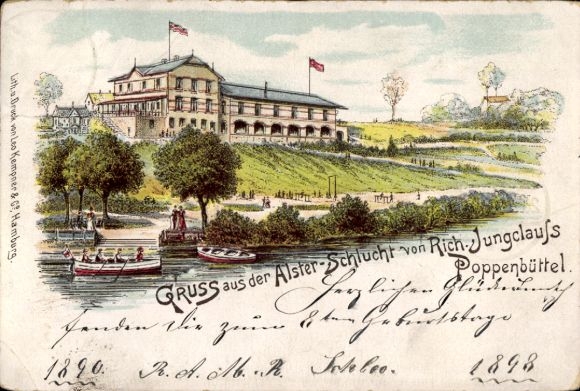 Chromo-Litho Hamburg Wandsbek Poppenbüttel, Gasthaus Alsterschlucht