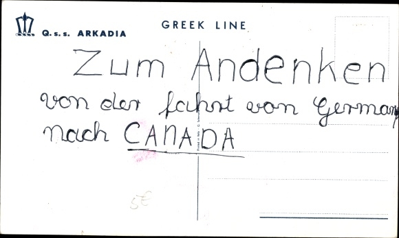 Artysta Ak parowiec QSS Arkadia, linia grecka, widok z lewej strony