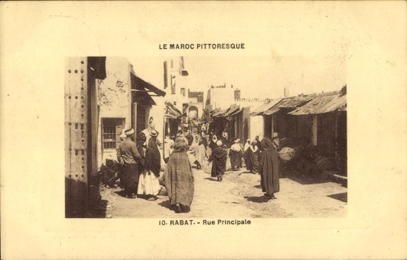 Postcard Rabat Morocco, Main Street