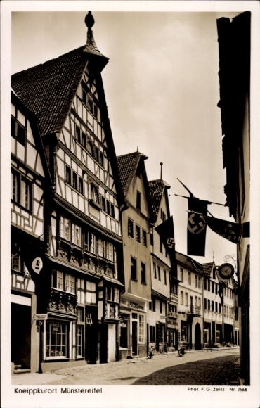 Postcard Bad Münstereifel in North Rhine Westphalia, street section, half-timbered houses
