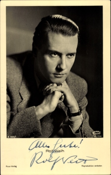 Postcard actor Rolf Weih, portrait, Ross 3322/1, autograph