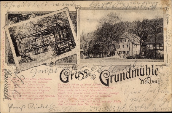 Passepartout PC Wachau in Saxony, Grundmühle, poem