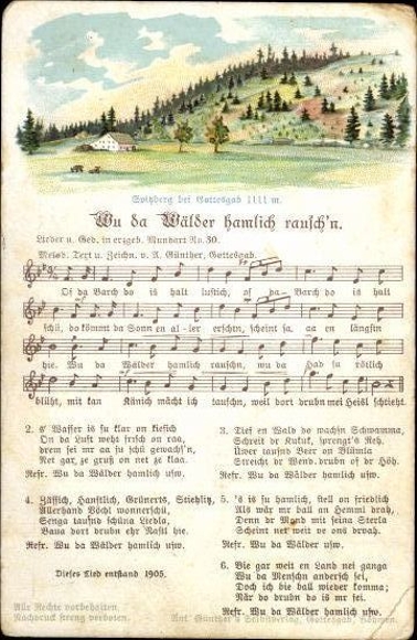 30 individual song cards, Anton Günther