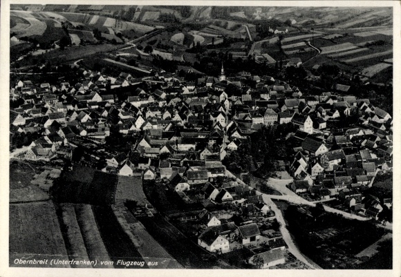 Ansichtkaart Obernbreit in Neder-Franken, luchtfoto