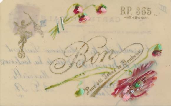Celluloid PC congratulations birthday, flower blossom, cornucopia with coins