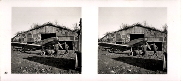 Stereo Raumbild Foto Fliegen und Siegen Nr. 23, Messerschmitt Me 109