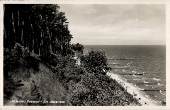 Ak Ostseebad Koserow auf Usedom, Am Uferstrand