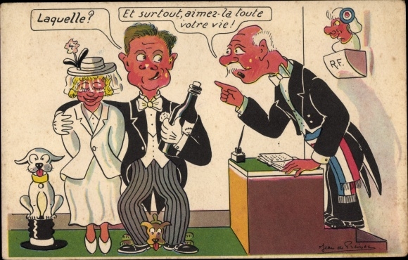 Artist Postcard Preissac, Which, and above all, love your whole life, Paar bei der Trauung, Hochzeit