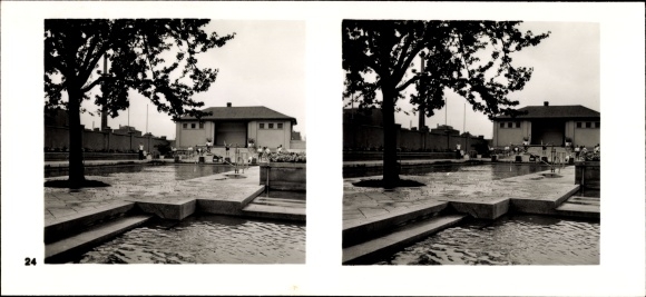 Stereo spatial image photo &quot;The NS model companies&quot; III 23 No. 334, Niederrheinische Papierfabrik Neuss