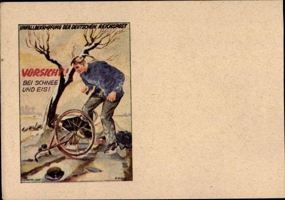 Postcard accident prevention of the Deutsche Reichspost, be careful with snow and ice