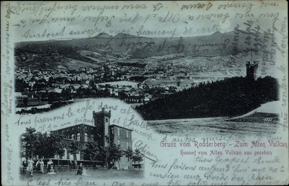 Moonlight Chromo-Litho Rolandswerth am Rhein Remagen, Rodderberg, Honnef seen from the old volcano