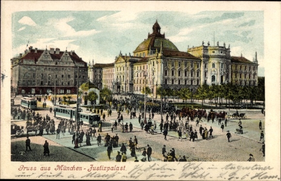 Postcard Munich, Palace of Justice