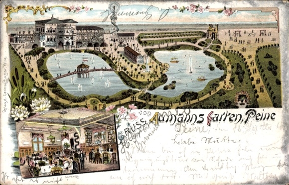 Chromo-Litho Peine in Lower Saxony, Aumanns Garden, Restaurant