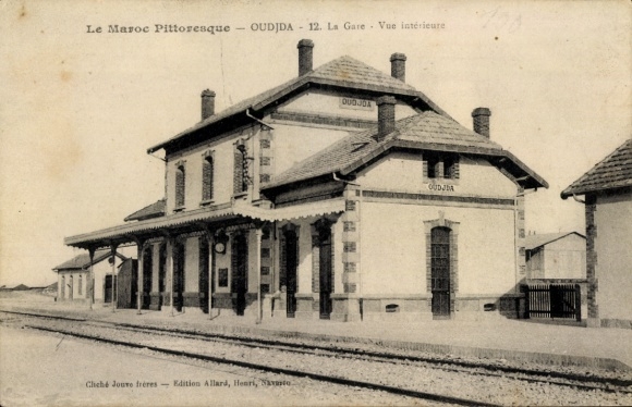 Postcard Oudjda Oujda Morocco, train station, track view