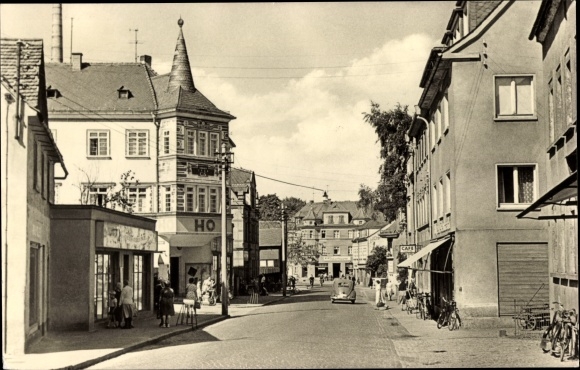 Postcard Großröhrsdorf in Saxony, street of liberation, HO business