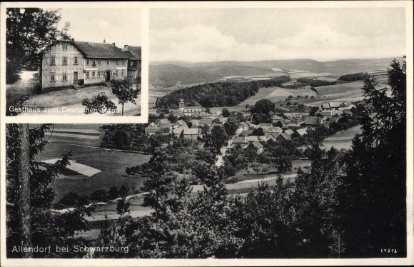Postcard Allendorf in Thuringia, general view, inn of the German House