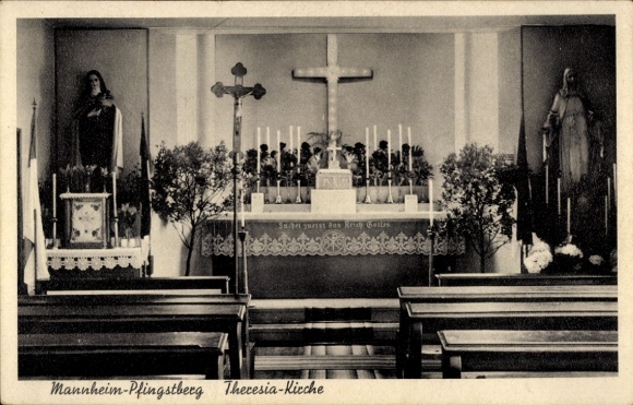 Postcard Mannheim in Baden, Pfingstberg, altar of the Theresia Church