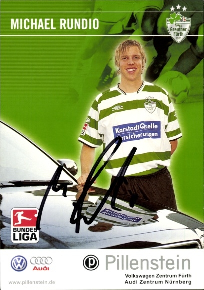 Autograph card footballer Michael Rundio, SpVgg Greuther Fürth, autograph
