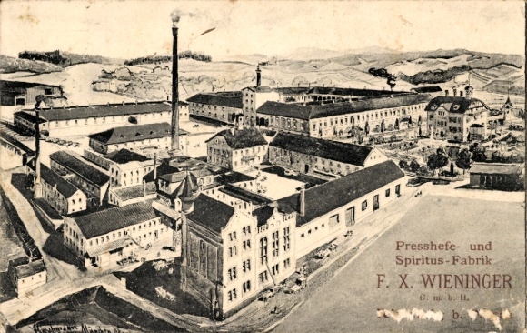 Postcard Aldersbach in Lower Bavaria, pressed yeast and spirit factory FX Wieninger
