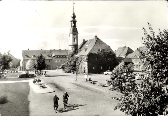 Ak Weißenberg in Sachsen, August Bebel Platz, Rathaus