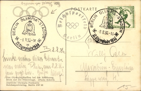 PC Berlin, Reichssportfeld, Olympic Stadium, leader&#39;s box, opening of the 1936 Olympic Games
