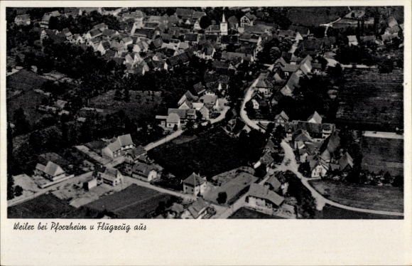 Postcard Weiler near Pforzheim, aerial photograph