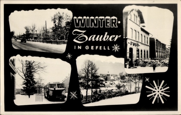 Ak Gefell im Vogtland, Winterlandschaft, Schneebedeckte Straßen, Häuser, Schnee, Weihnachtsmotiv