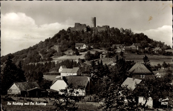 Postcard Nürburg in Rhineland Palatinate, panorama of the town with castle