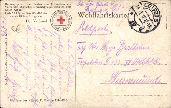 Artist Postcard Lüschwitz Koreffski, A., sailor of the Imperial German Navy, seaman, I WK
