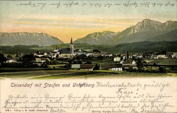 Postcard Teisendorf in Upper Bavaria, Teisendorf with Staufen and Untersberg