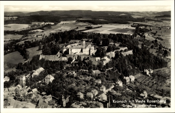 Postcard Kronach in Upper Franconia, panorama with Veste Rosenberg, aerial photograph