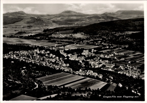 Postcard Gingen an der Fils, aerial photograph