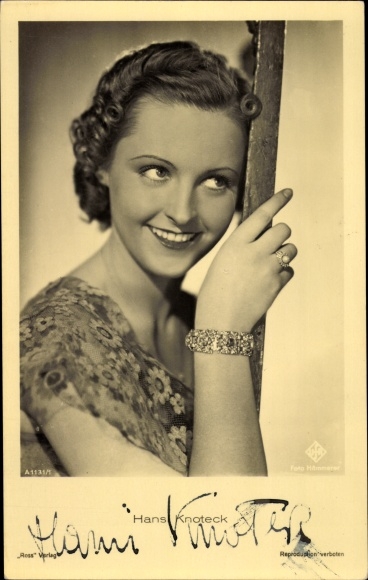 Ak Schauspielerin Hansi Knoteck, Portrait, Ross Verlag A 1131/1, Autogramm