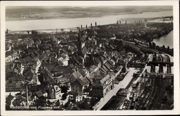 Postcard Radolfzell am Bodensee, aerial photograph
