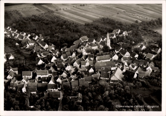Postcard Ottmarsheim Besigheim am Neckar Württemberg, aerial photograph