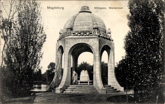 Postcard Magdeburg on the Elbe, Mittagsee, Marieninsel