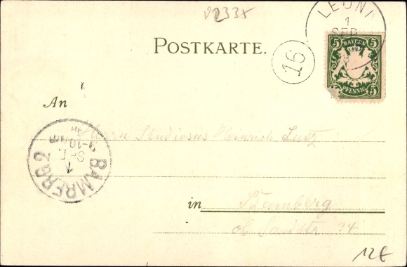 Artist Chromo-Litho Deuchert, H., Assenhausen Mountain Starnberger See, Bismarck Monument, Rottmannshöhe