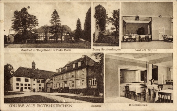 Ak Rotenkirchen Einbeck in Niedersachsen, Gasthof, Kegelbahn, Burg Grubenhagen, Saal, Schloss, Kl