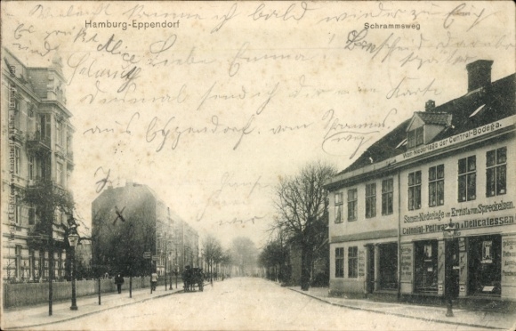 Postcard Hamburg Nord Eppendorf, Schrammsweg, delicatessen shop