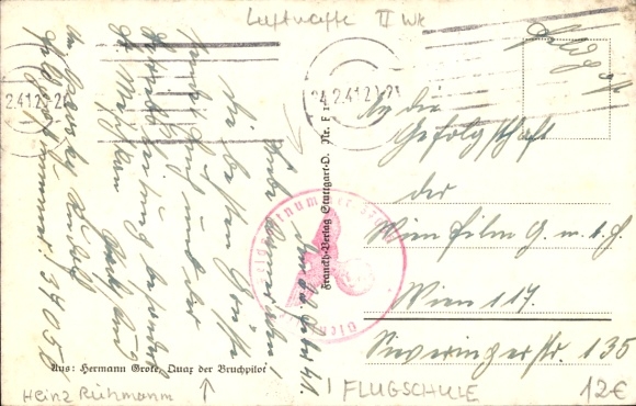 Artist Postcard Flight School, from Quax the Crash Pilot, Luftwaffe
