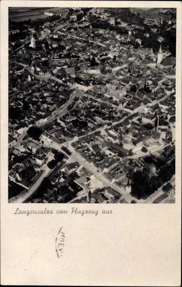 Ak Bad Langensalza im Thüringer Becken, Fliegeraufnahme der Stadt