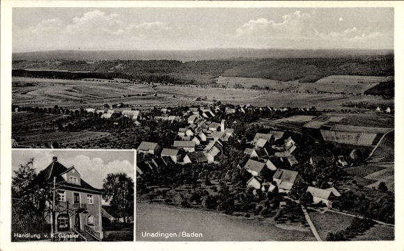 Postcard Unadingen Löffingen in the Black Forest, aerial photograph, commercial building K. Gänsler