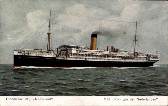 Postcard Stoomvaart Maatschappij Nederland, SS Koningin der Nederlanden