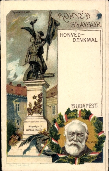 Artysta lito Rosenberger, Budapeszt Węgry, Pomnik Honveda, Lajos Kossuth, Portret